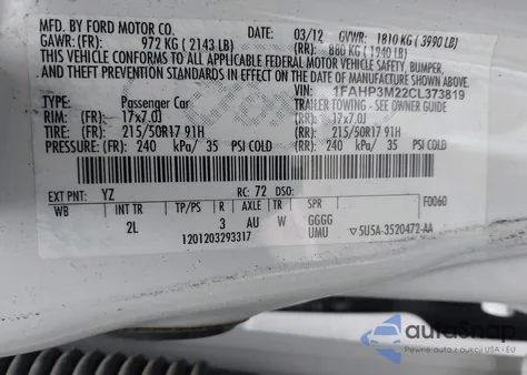 2012 Ford Focus Sel from USA, damaged, VIN 1FAHP3M22CL373819